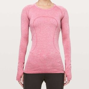 Lululemon Swiftly Tech Long Sleeve Crew *Sparkle Violet Red / White / Silver 10